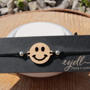 Armband "Smiley" Holz Ahorn in der Länge verstellbar. Band in verschiedenen Farben