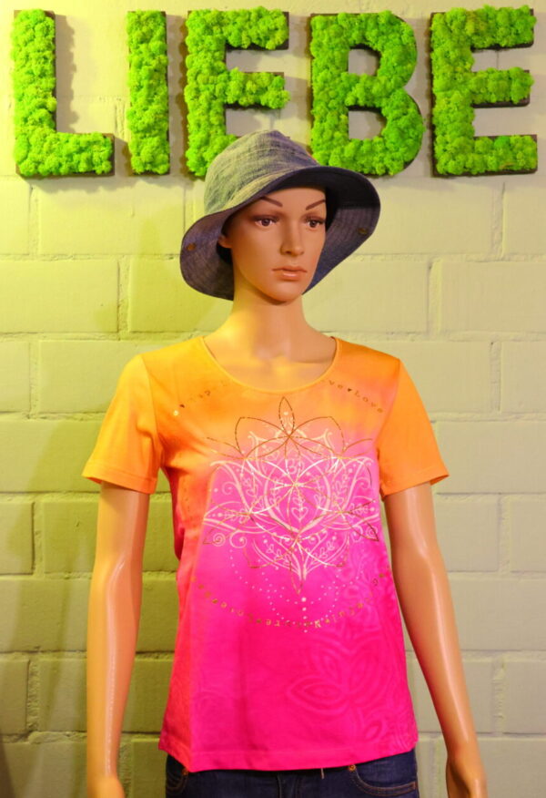 Shirt Happy Lotus von Spirit of OM in der Farbe pink/mandarin – Bild 2