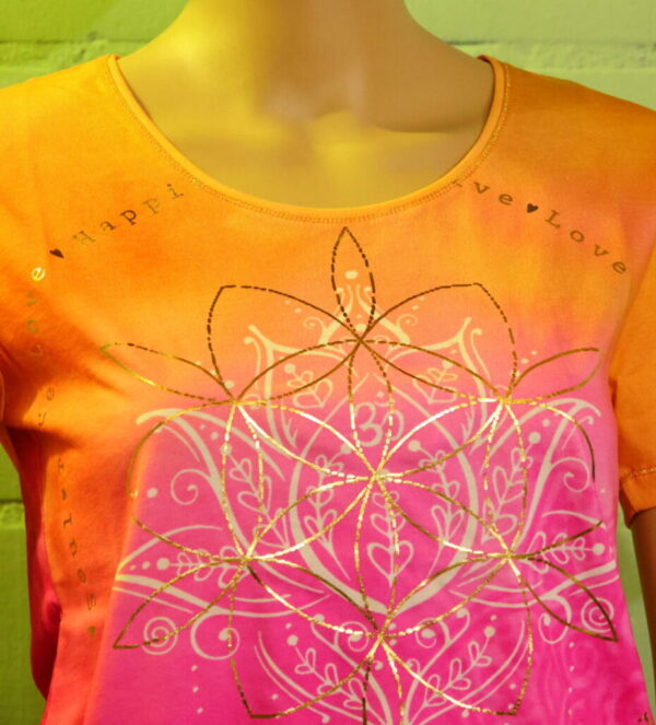 Shirt Happy Lotus von Spirit of OM in der Farbe pink/mandarin – Bild 3
