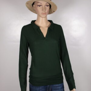 Greenbomb Longsleeve Earth mit V-Ausschnitt und Kragen in der Farbe dark forest