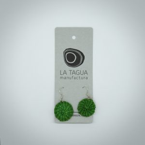 Ohrringe aus der Iraca Palme "IRARET" in der Farbe grün mit Durchzieher aus 925er Silberdraht
