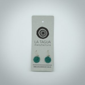 Ohrringe aus der Iraca Palme "IRARET" in der Farbe türkis mit Durchzieher aus 925er Silberdraht