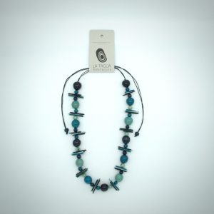 La Tagua Halskette „Allegra“ aus Tagua-Nuss – Blau