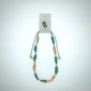 La Tagua Halskette „Luana“ aus Tagua-Nuss – Türkis/Grün/Natur