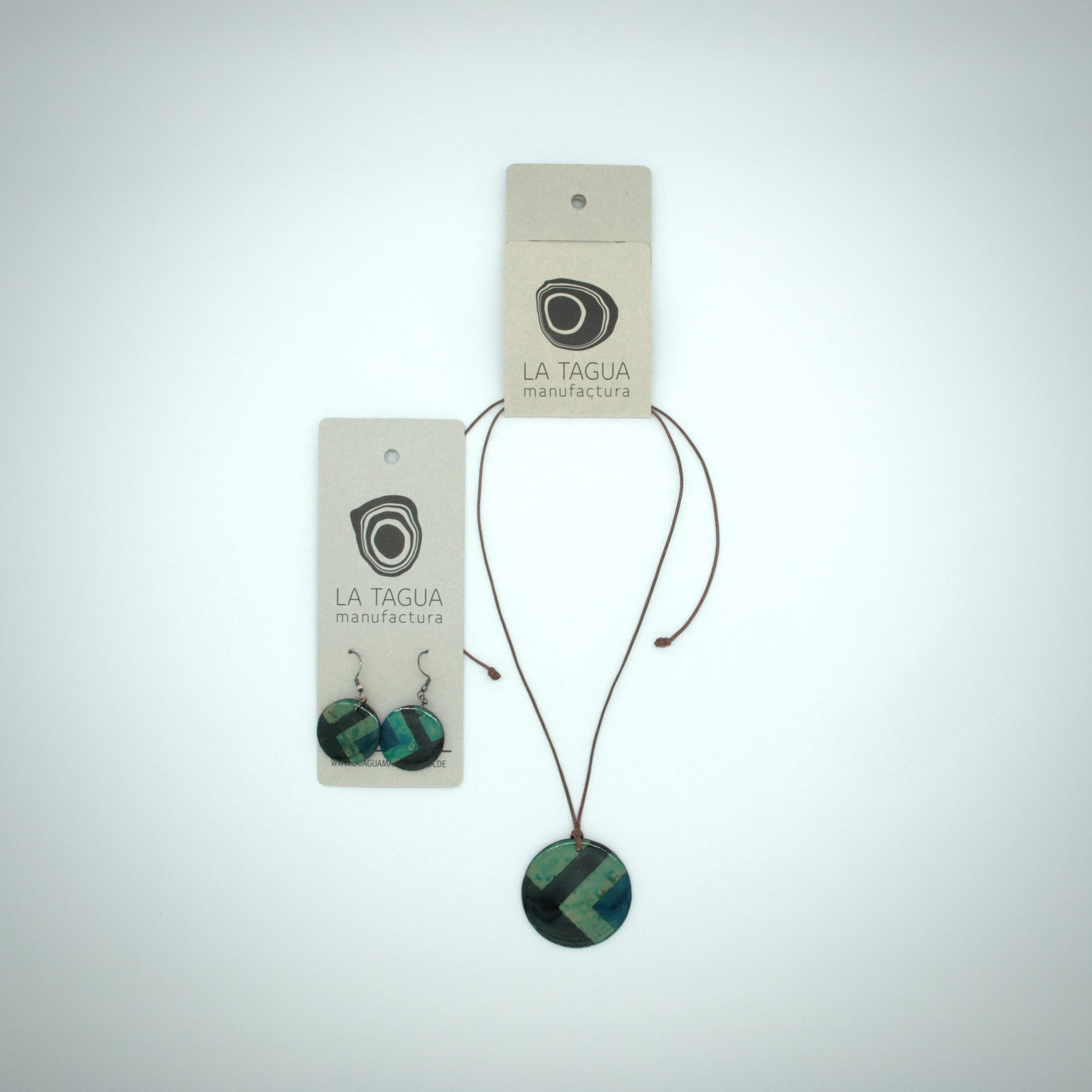 La Tagua Ohrringe „Cipacoaret“ aus Tagua-Nuss – Türkis – Bild 2