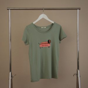GREENBOMB Hot Dog Loves T-Shirt Pale Green