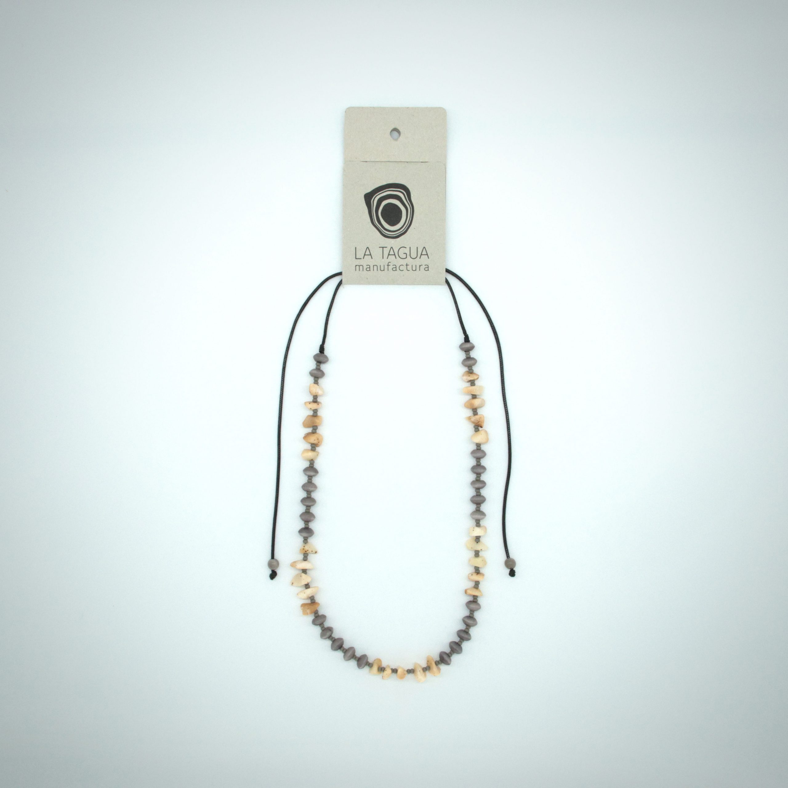 La Tagua Manufactura Halskette Josie – Natur/Grau