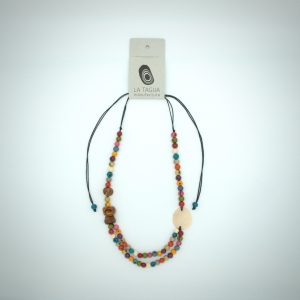 La Tagua Halskette „Taflor“ aus Orangenschalen und Tagua-Nuss – Bunt